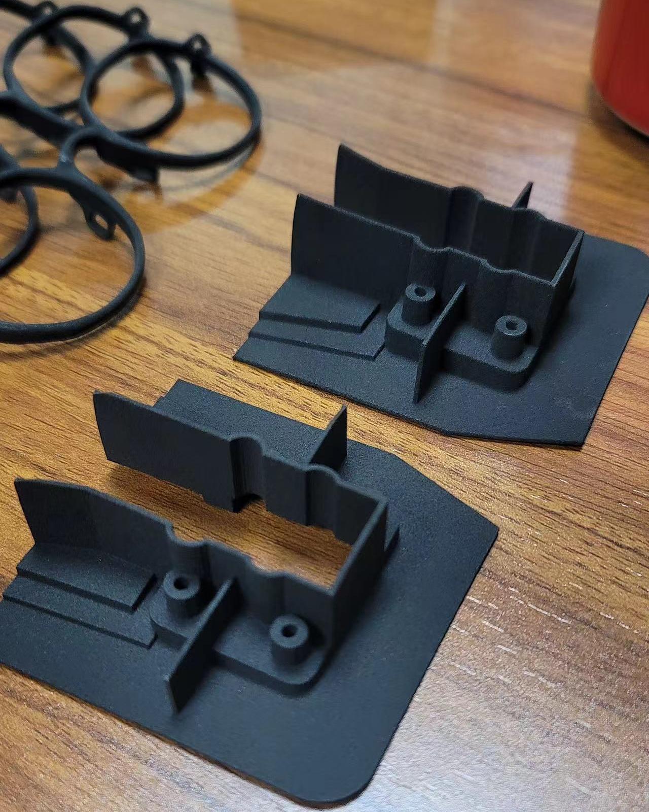 SLS printed nylon parts and powder materials