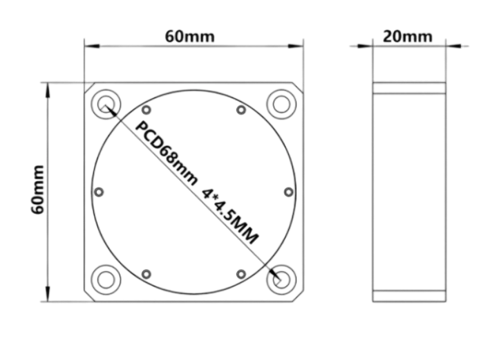 Wireless touch probe receiver dimension drawing