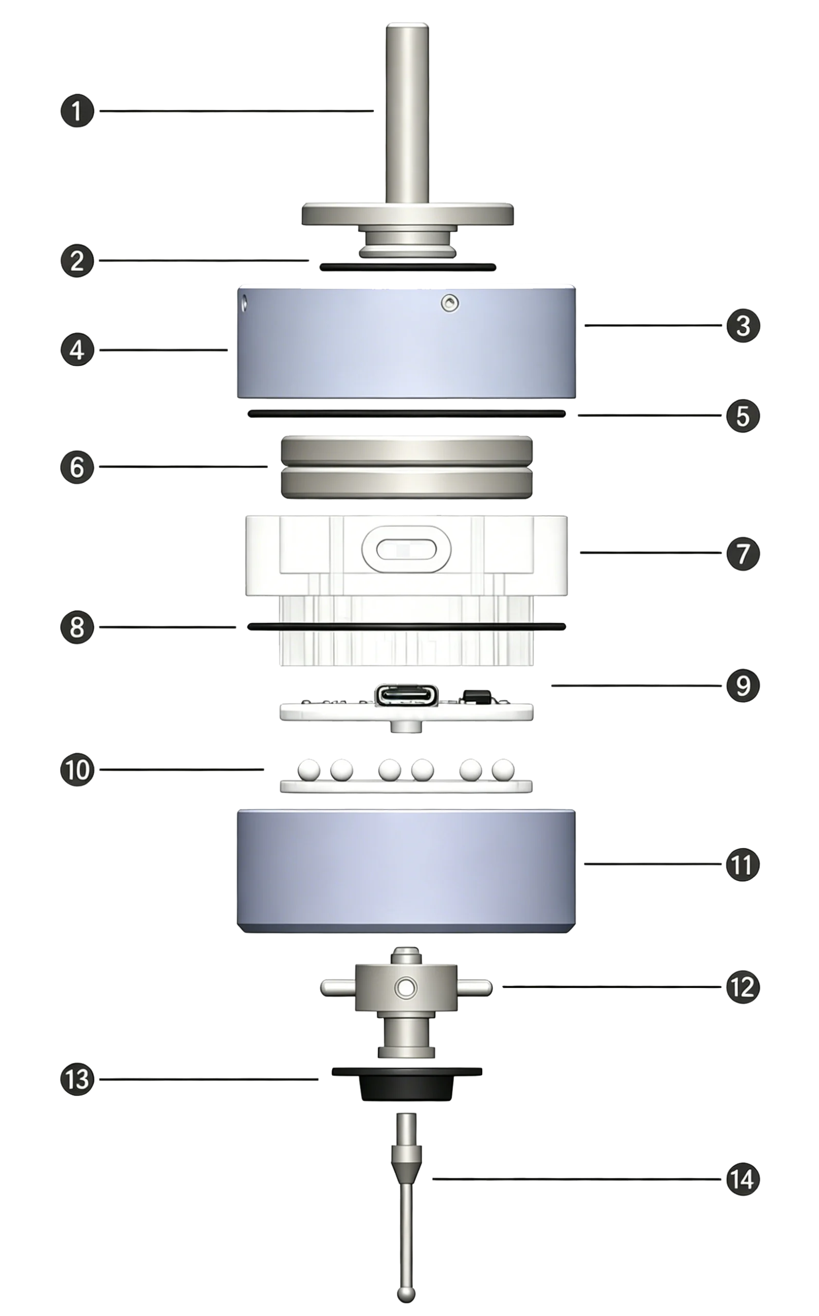 Wireless CNC touch probe structure diagram